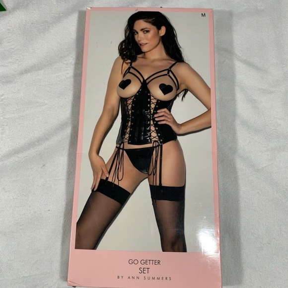NIB Ann‎ Summers Go Getter Open Cup Top & Thong Set in Black [ Medium 8/10 ] - Picture 8 of 8